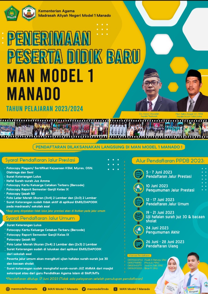Pendaftaran Siswa Baru MAN Model 1 Plus Keterampilan Manado 2026/2027 ...